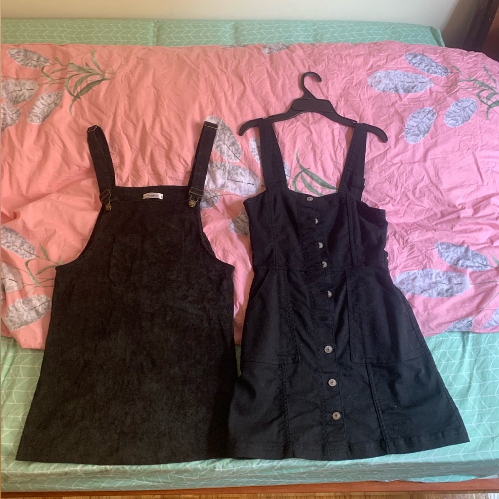 2 Black pinafore overall dresses size small